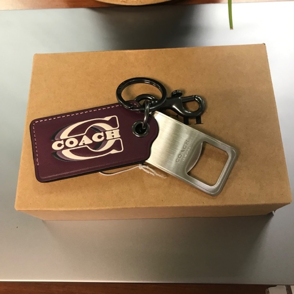 Coach Key Chain Bottle Opener Gun Metal Purple Mauve Detatchable Multifunctional - Picture 3 of 8